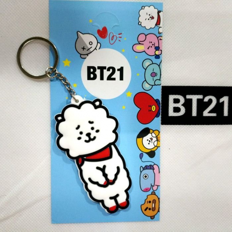 BTS BT21 Soft glue Cartoon keychain white 8X4CM 0.03KGS  price for 5 pcs