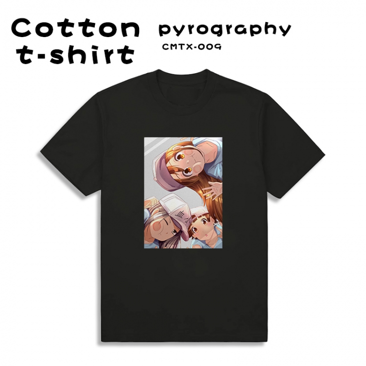 Working cell Black cotton color printed T-shirt Short sleeve XS S M L XL XXL XXXL CMTX-009