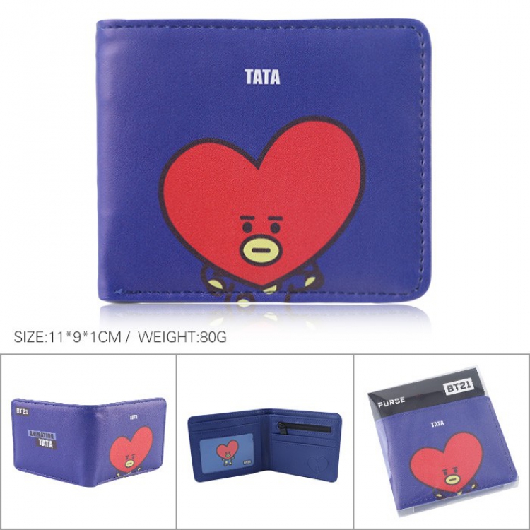 BTS BT21 Cartoon full color printed short wallet Purse 11X9X1CM 80G Style H