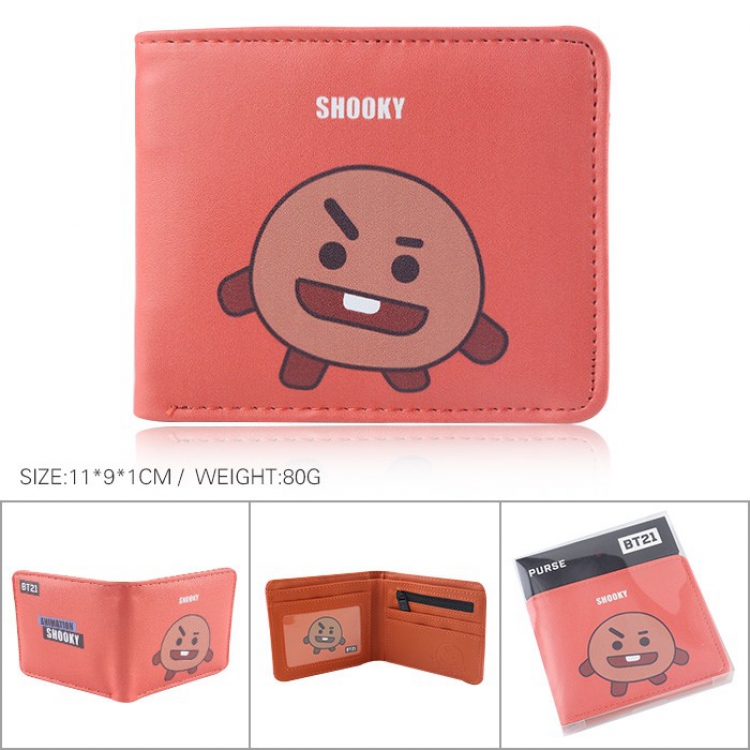 BTS BT21 Cartoon full color printed short wallet Purse 11X9X1CM 80G Style I