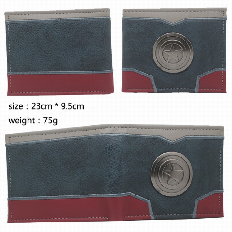 Captain America PU Wallet Purse 23X9.5CM 75G