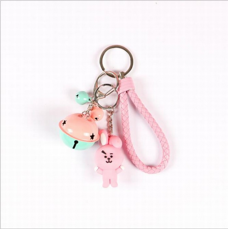 BTS BT21 Bell Keychain doll Commemorative pendant Pink bunny price for 5 pcs