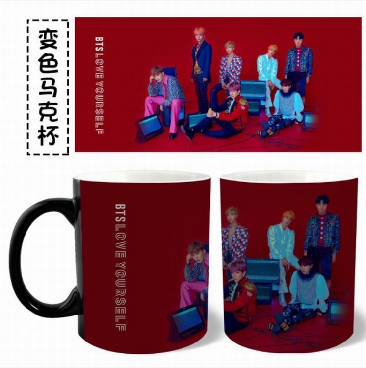BTS Black color Ceramics Full Discoloration Mug Cup Kettle F Style