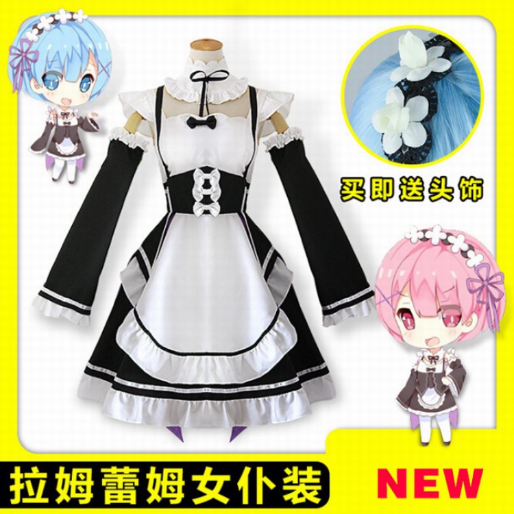 Re:Zero kara Hajimeru Isekai Seikatsu Cos clothing Ram Rem Cosplay Maid wear S M L XL