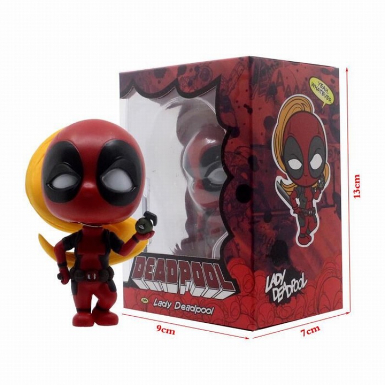 Deadpool Female version Shake head Boxed Figure Decoration 9CM 90G a box of 72