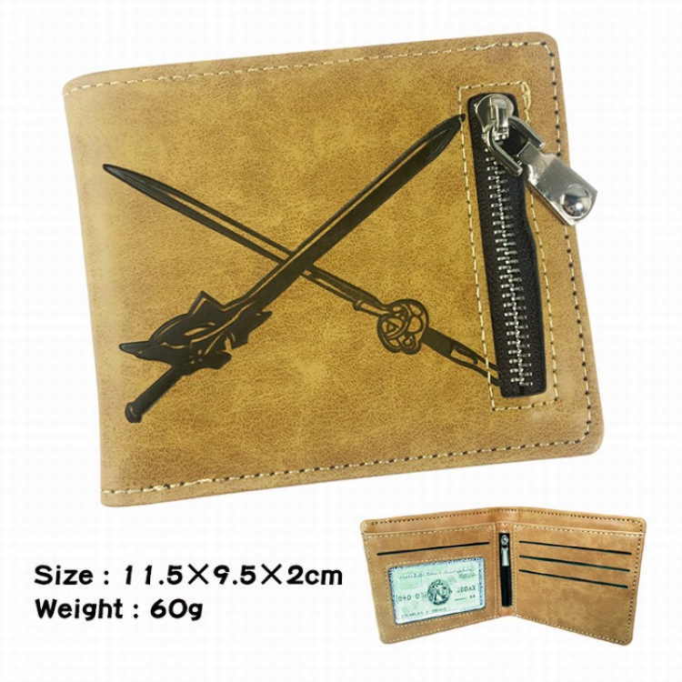 Sword Art Online Fold Zipper Short paragraph Wallet Purse 11.5X9.5X2CM 60G A style