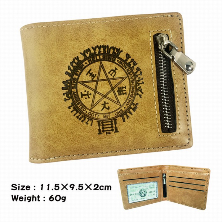 HellSing Fold Zipper Short paragraph Wallet Purse 11.5X9.5X2CM 60G