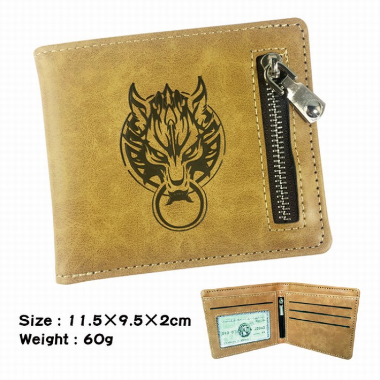 Final Fantasy Fold Zipper Short paragraph Wallet Purse 11.5X9.5X2CM 60G