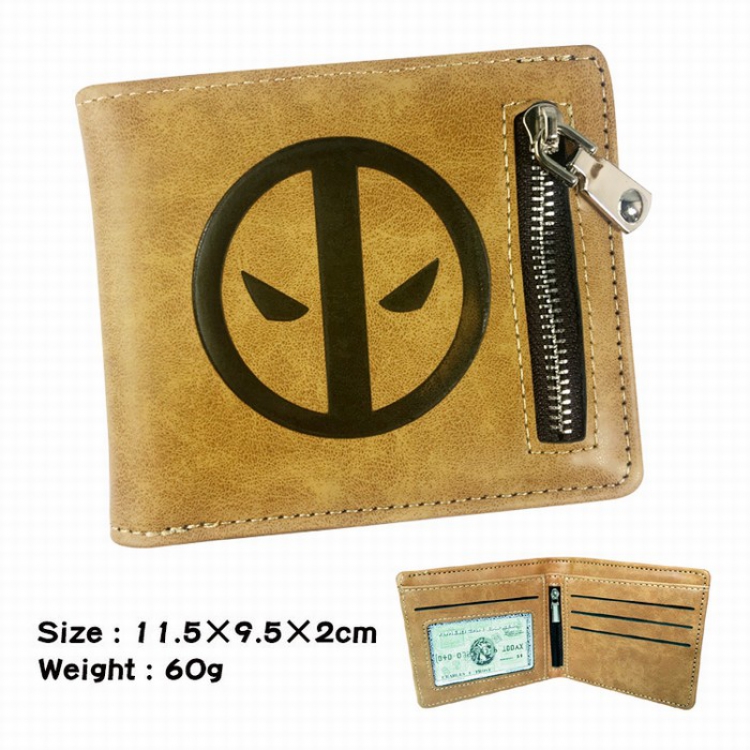 Deadpool Fold Zipper Short paragraph Wallet Purse 11.5X9.5X2CM 60G