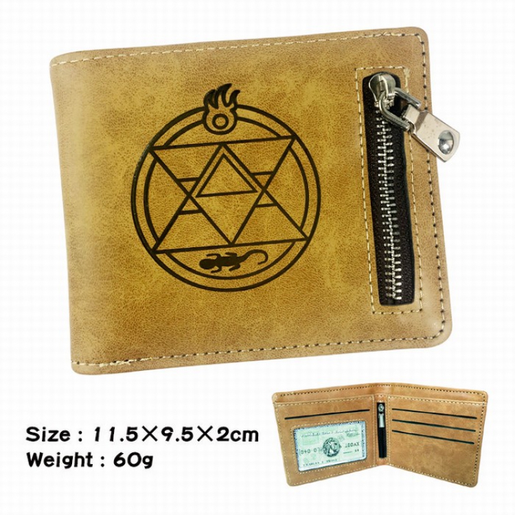 Fullmetal Alchemist Fold Zipper Short paragraph Wallet Purse 11.5X9.5X2CM 60G A style