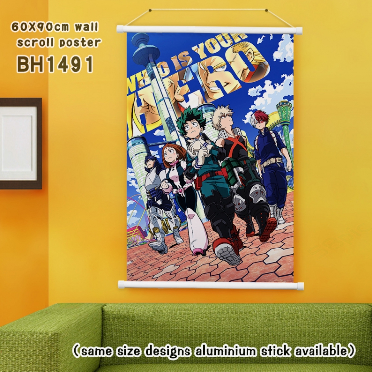 My Hero Academia White Plastic rod Cloth painting Wall Scroll 60X90CM BH1491