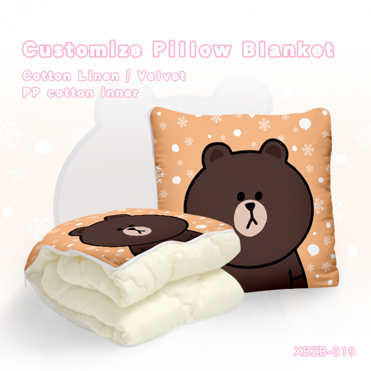 Brown Bear Kenny Rabbit（40X40CM) Dual-use folding plush pillow (120X140CM) XBZB-019