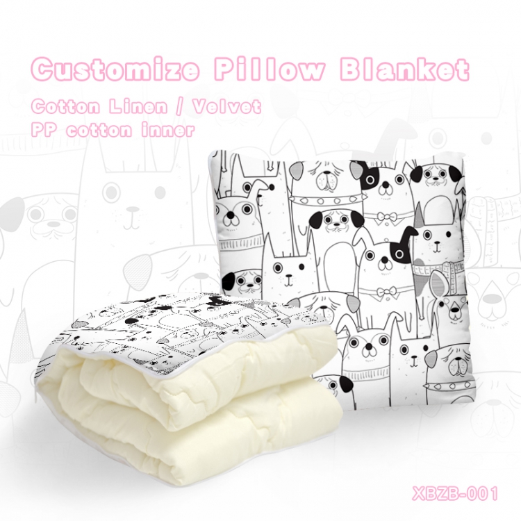 Puppy cartoon（40X40CM) Dual-use folding plush pillow (120X140CM) XBZB-001