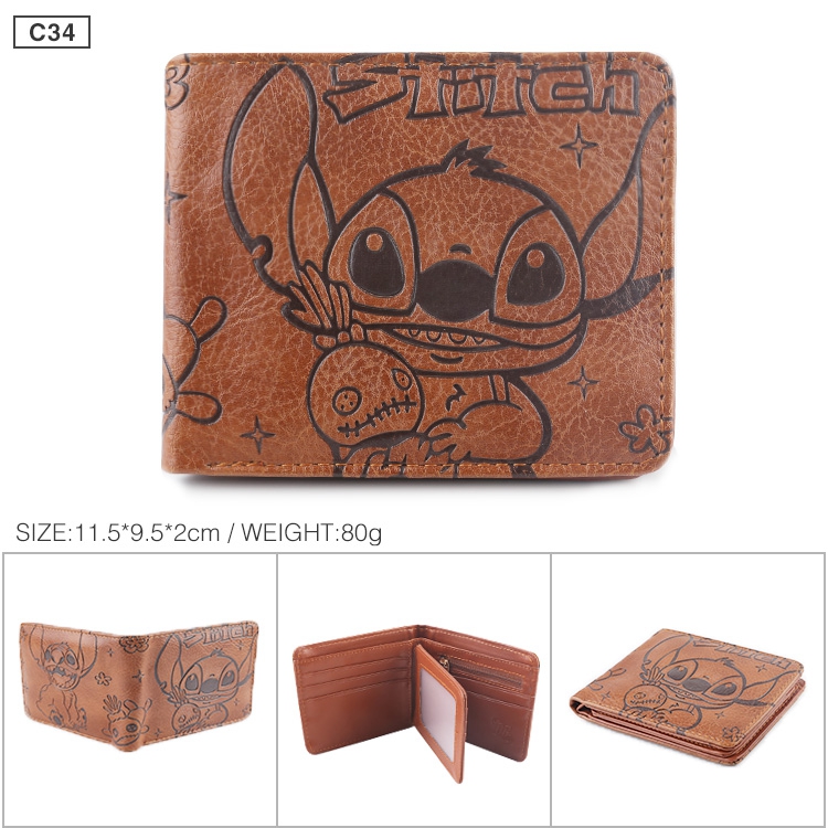 Stitch! The Movie Folded Embossed Short Leather Wallet Purse 11.5X9.5CM 60G Style B