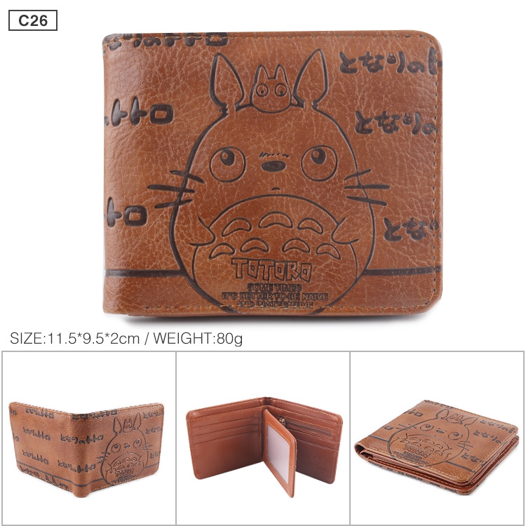 TOTORO Folded Embossed Short Leather Wallet Purse 11.5X9.5CM 60G Style B