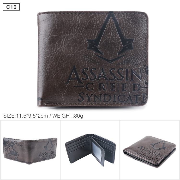 Assassin Creed Folded Embossed Short Leather Wallet Purse 11.5X9.5CM 60G