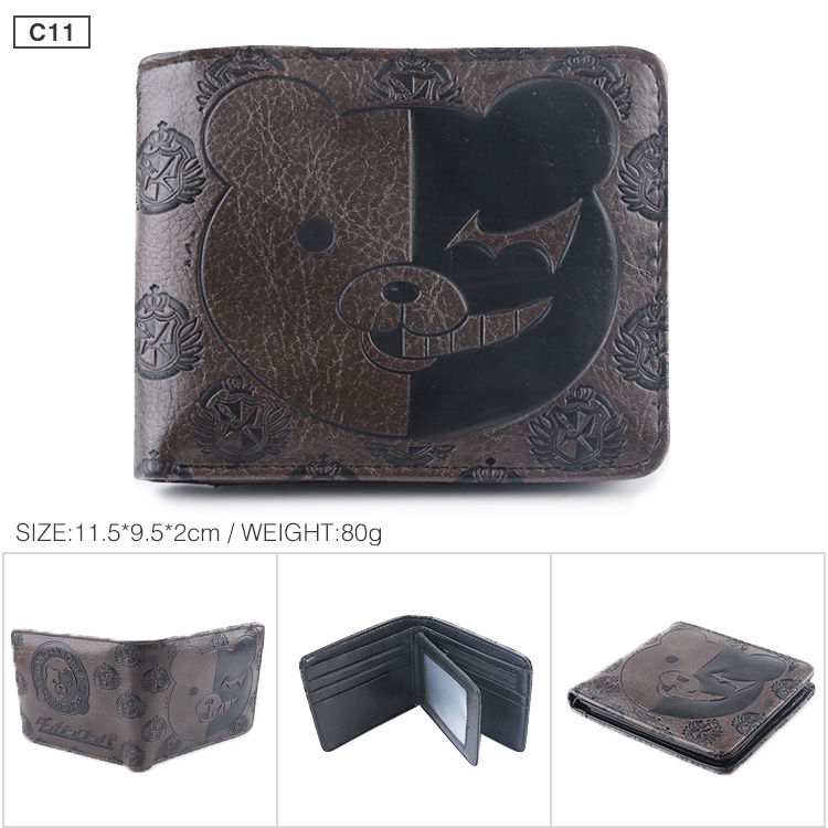 Dangan-Ronpa Folded Embossed Short Leather Wallet Purse 11.5X9.5CM 60G