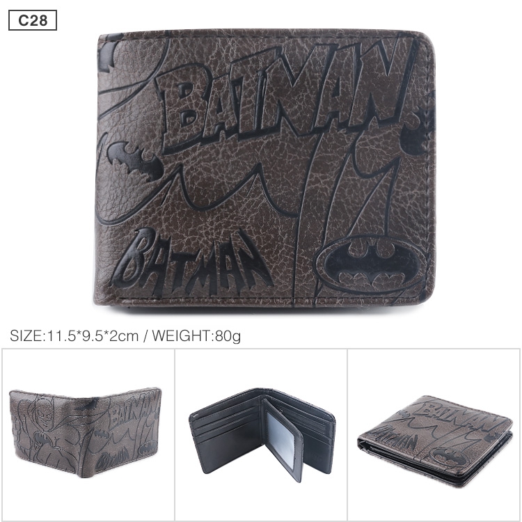 Batman Folded Embossed Short Leather Wallet Purse 11.5X9.5CM 60G Style A