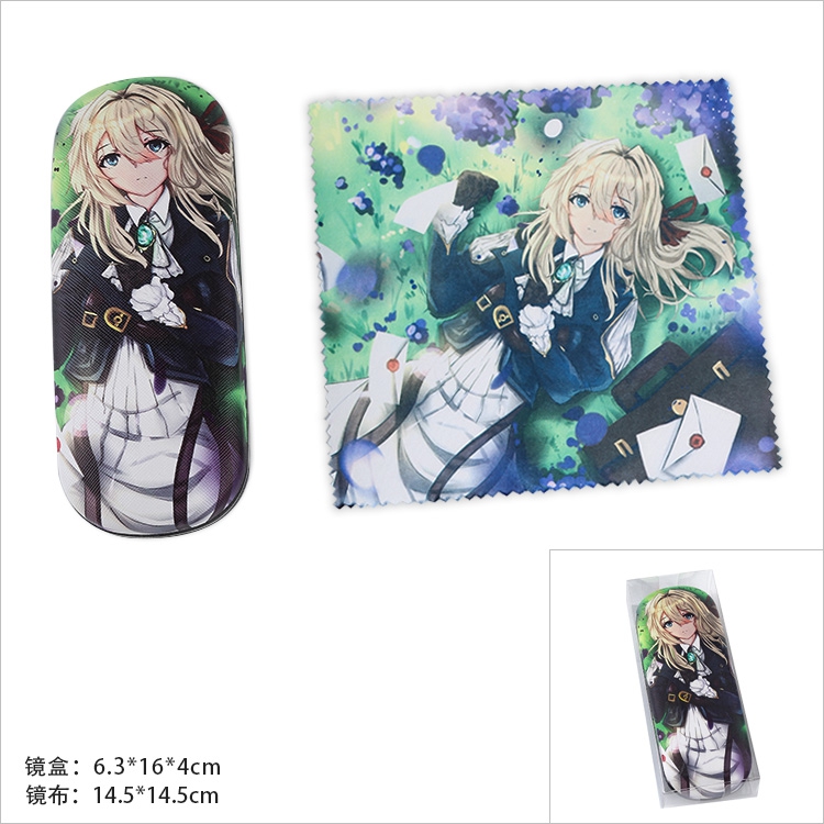 Violet Evergarden Color printing Glasses Wipe And Glasses case