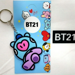 BTS BT21 Soft glue Cartoon key...