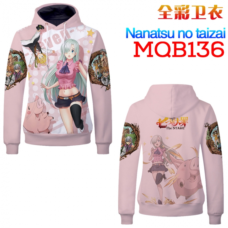 The Seven Deadly Sins Full Color Long sleeve Patch pocket Sweatshirt Hoodie M L XL XXL  XXXL MQB136