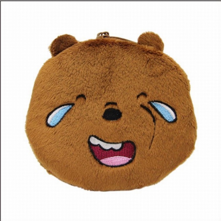We Bare Bears Brown bear Plush cartoon expression Style A Coin Purse 13X12CM