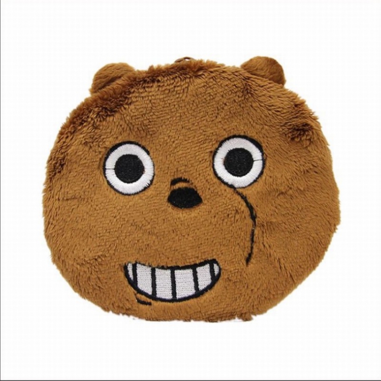 We Bare Bears Brown bear Plush cartoon expression Style B Coin Purse 13X12CM