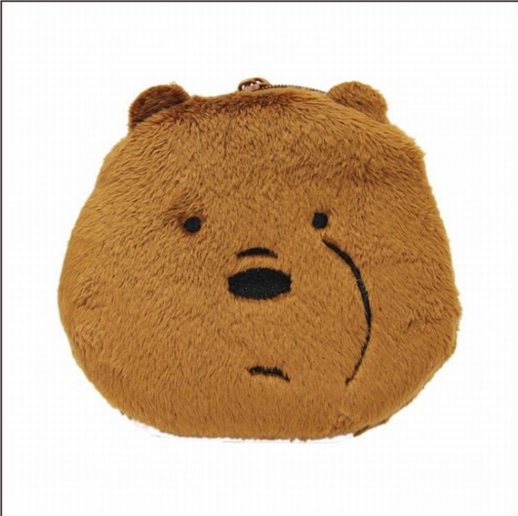 We Bare Bears Brown bear Plush cartoon expression Style C Coin Purse 13X12CM