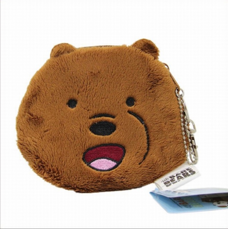 We Bare Bears Brown bear Plush cartoon expression Style D Coin Purse 13X12CM