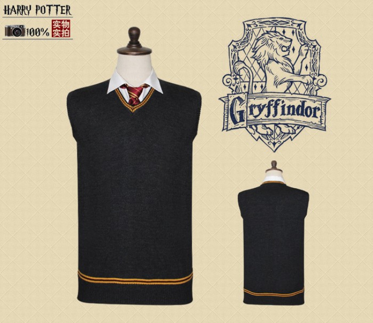 Harry Potter Gryffindor Light yellow line V-neck COS vest sweater S M L  XL XXL price for 2 pcs