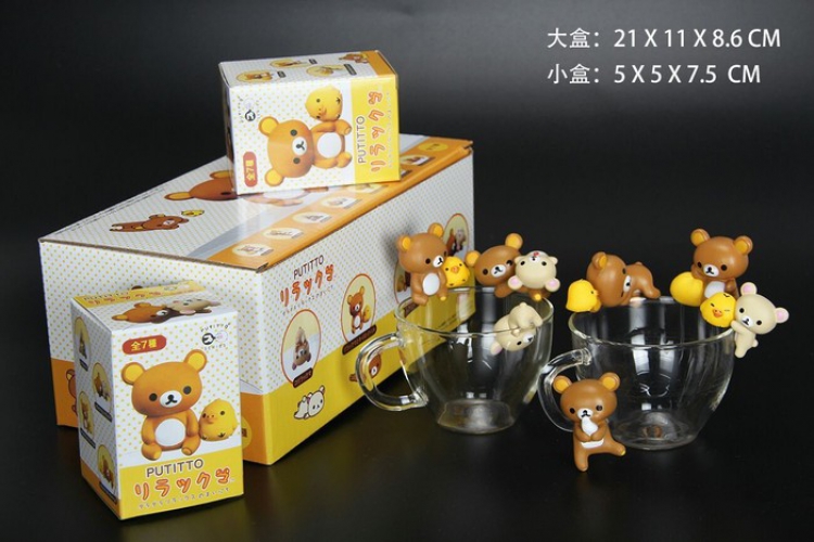 Rilakkuma 7 models bear Cup along Cute Cartoon Box Decoration 21X11X8.6CM price for 7 pcs