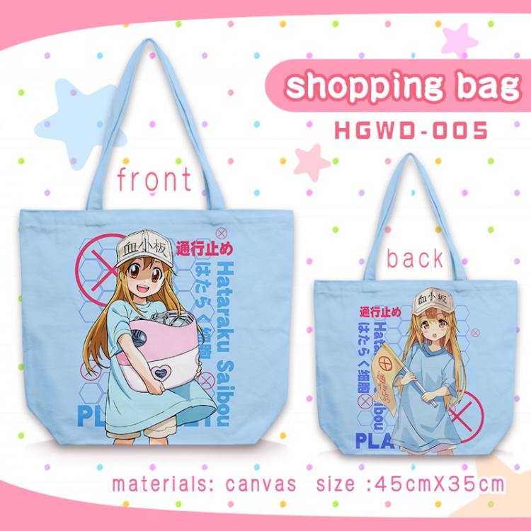 Working cell One-shoulder canvas zipper shopping bag 45X35CM HGWD005