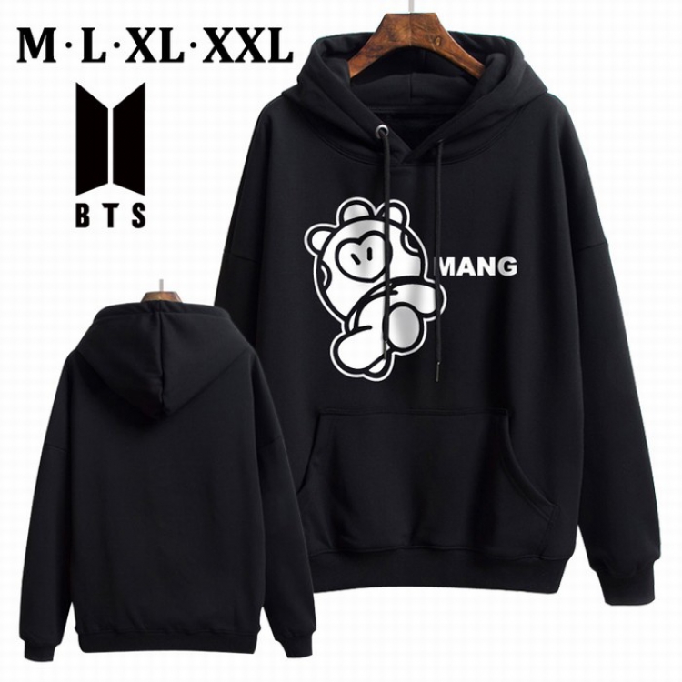 BTS BT21 Black Brinting Thick Hooded Sweater M L XL XXL Style H