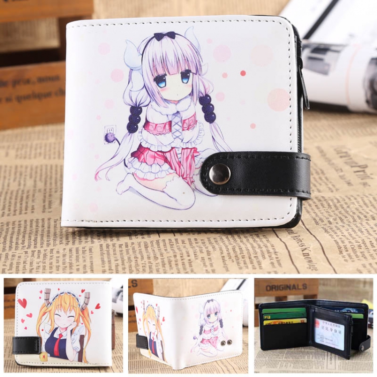 Miss Kobayashis Dragon Maid Folded Color snap buttoned short wallet 11.5X9.5X22CM