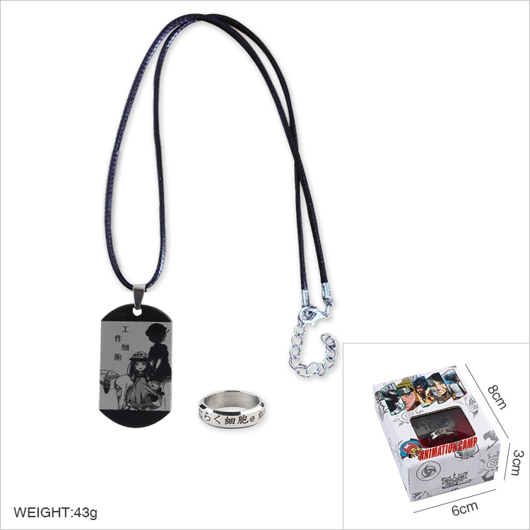 Working cell Ring Stainless steel medal Black sling necklace price for 2 pcs Style A