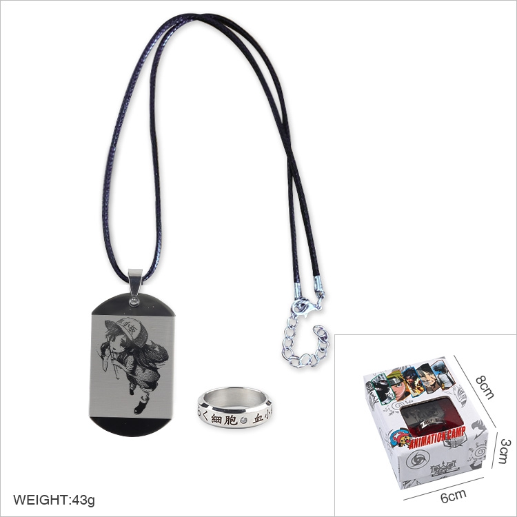 Working cell Ring Stainless steel medal Black sling necklace price for 2 pcs Style C