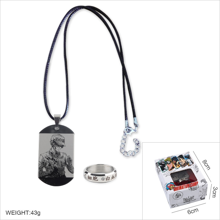 Working cell Ring Stainless steel medal Black sling necklace price for 2 pcs Style D