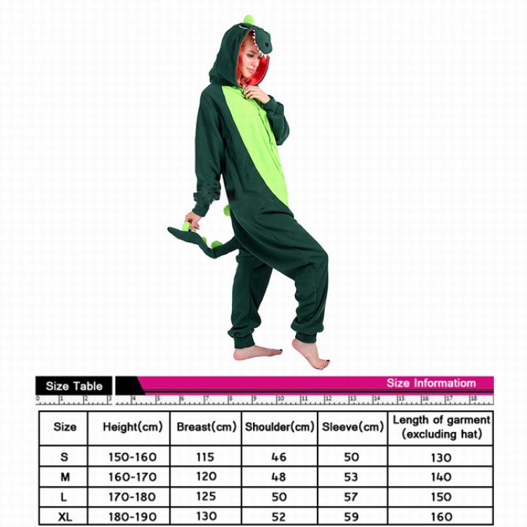Animal 3D Cartoon Green dinus One-piece Pajamas S M L XL preorder 3 days price for 3 pcs