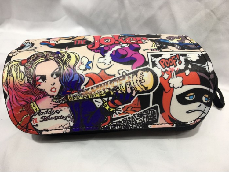 Suicide Squad Clown Double zipper pencil case Pencil Bag 20X8X9CM Style D