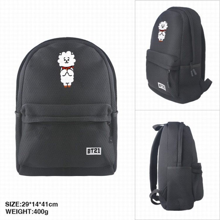 BTS BT21 lamb Mesh black zipper backpack backpack 29X14X41CM 400G