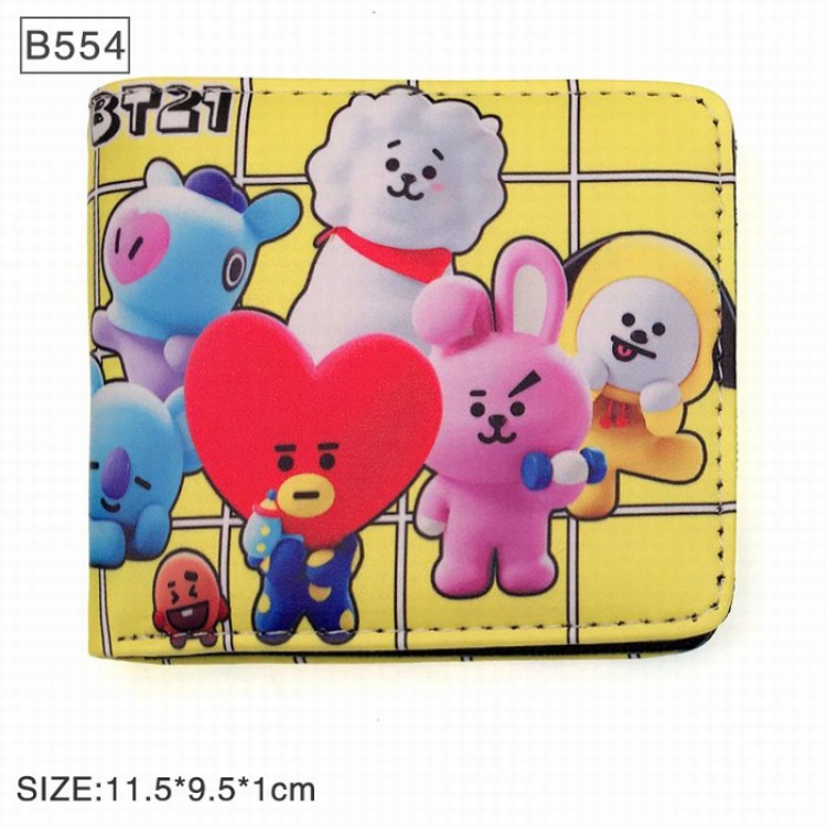 BTS BT21 puppy Full color twill two fold short wallet Purse B554