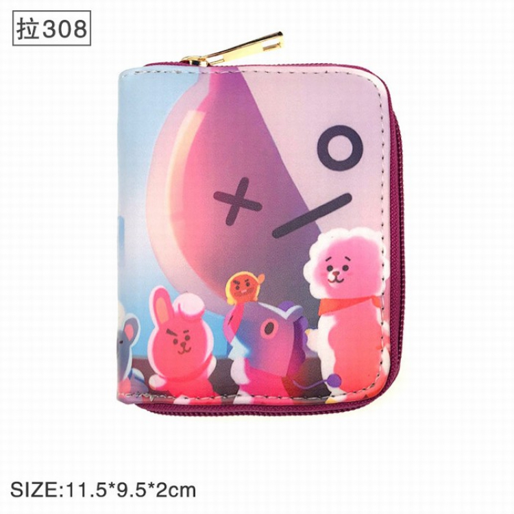 BTS BT21 Twill two fold short wallet zipper 308