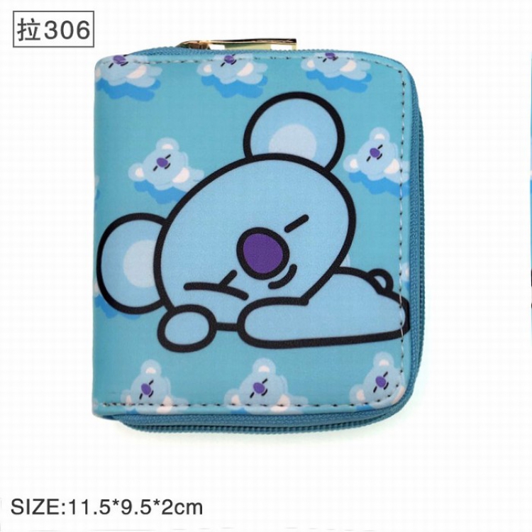 BTS BT21 Twill two fold short wallet zipper 306