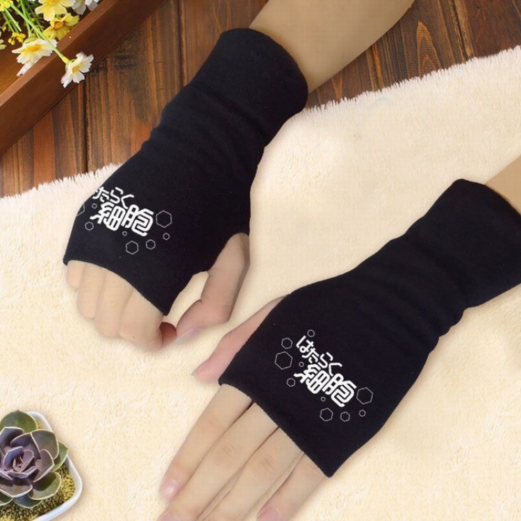 Working cell Black printed half finger gloves Scrub bag package Style B