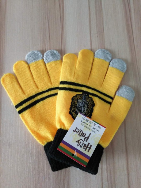Harry Potter Hufflepuff yellow Knit warm Full finger touch screen gloves price for 5 pcs