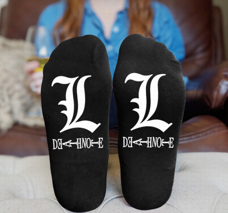 Death note Black printed Mid tube socks stockings tube high 15CM 25G style 1