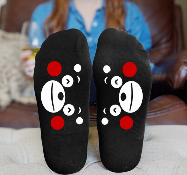 Kumamon Black printed Mid tube socks stockings tube high 15CM 25G style 2