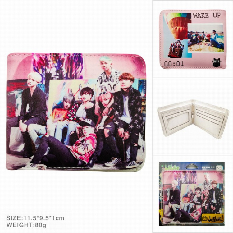 BTS Full color two fold wallet purse 11.5X9.5X1CM 80G HK144