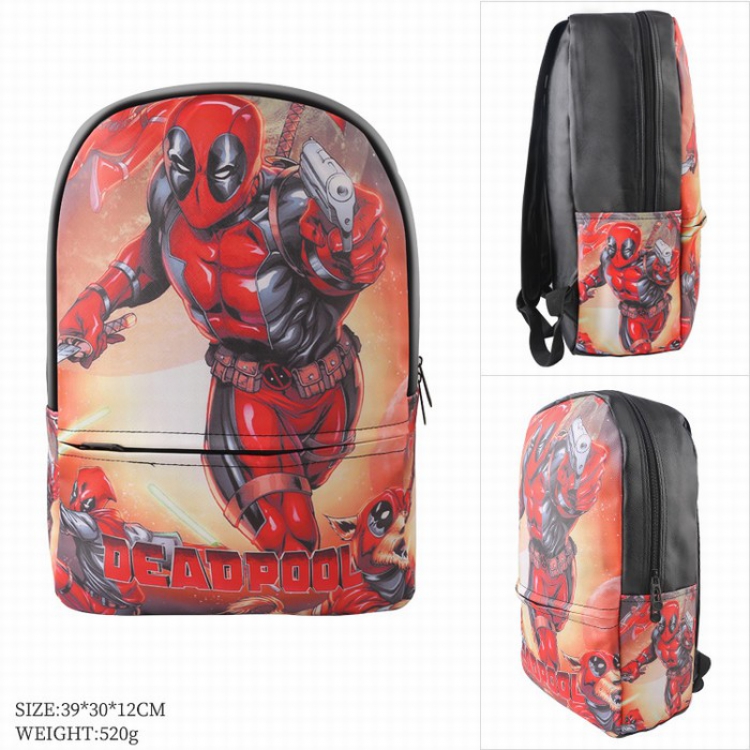 Deadpool Color full-color leather surface Fashion backpack 39X20X12CM style A
