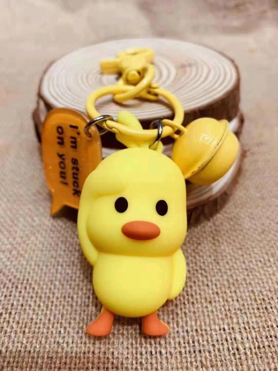 Cartoon anime Little yellow duck Bell Keychain pendant price for 5 pcs